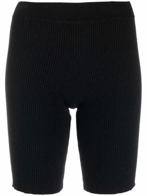 AMI AMALIA high-waisted ribbed-knit cycle shorts - Black
