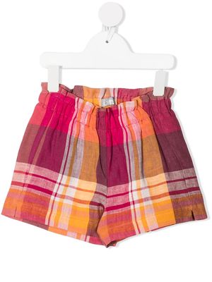 Il Gufo check print linen shorts - Pink