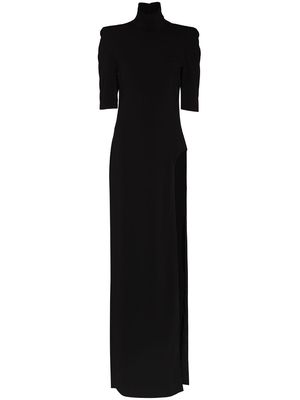 Mônot high-neck side-slit dress - Black