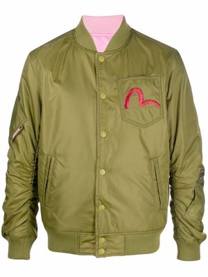 Evisu embroidered logo bomber jacket - Green