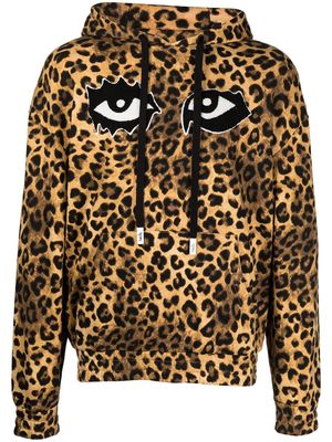 Haculla eye-print leopard print hoodie - Brown