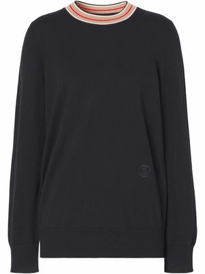 Burberry stripe-neckline cashmere jumper - Black