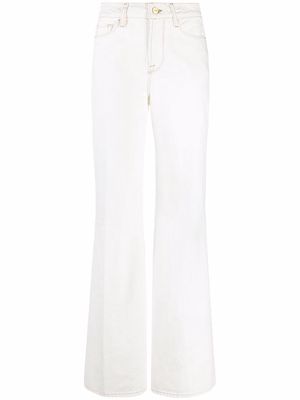 FRAME high-waisted cotton flared trousers - Neutrals