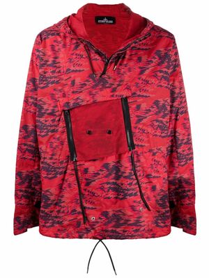 Stone Island Shadow Project abstract print hooded jacket - Red