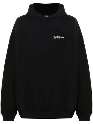 Balenciaga embroidered logo cotton hoodie - Black