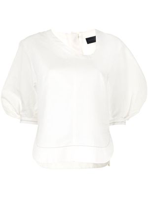 Eudon Choi asymmetric-neck puff-sleeve blouse - White