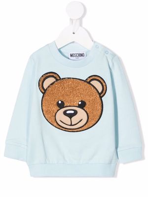 Moschino Kids Teddy Bear-motif stretch-cotton sweatshirt - Blue