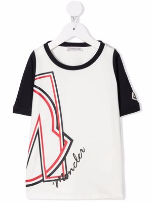 Moncler Enfant logo-print two-tone T-shirt - White