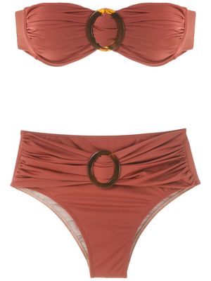 Brigitte bikini set with buckle details - Brown