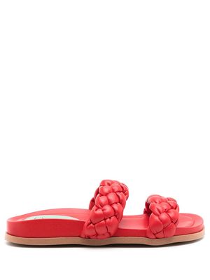 Blue Bird Shoes woven double-strap sildes - Red