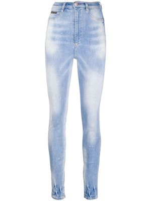 Philipp Plein faded embroidered detail jeans - Blue