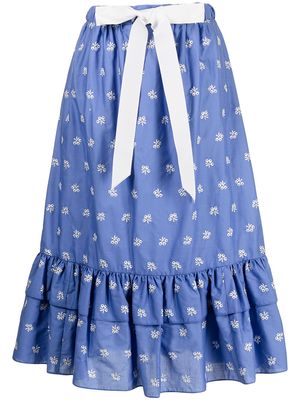 Erdem Corsica floral-print high-waisted skirt - Blue