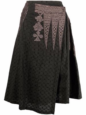 Dries Van Noten Pre-Owned 2000s embroidered motif wrap skirt - Green