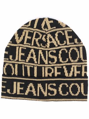 Versace Jeans Couture all-over logo knit beanie - Black