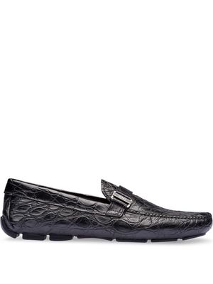 Prada crocodile leather loafers - Black