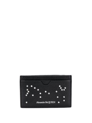 Alexander McQueen crystal-embellished leather cardholder - Black
