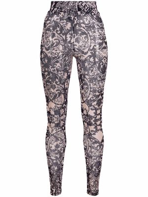 Philipp Plein New Baroque printed tulle leggings - Neutrals