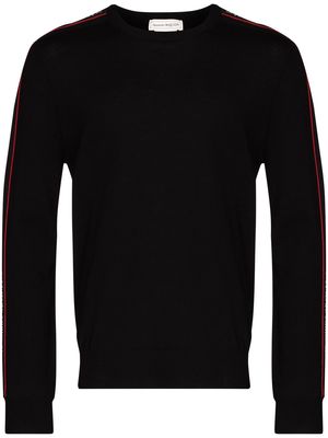 Alexander McQueen logo-tape wool jumper - Black
