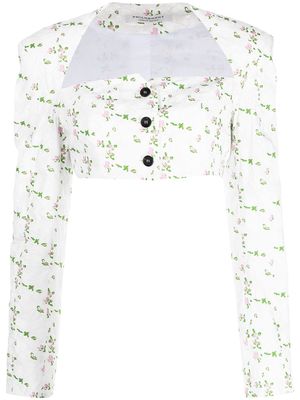 Philosophy Di Lorenzo Serafini cropped floral-print blouse - White