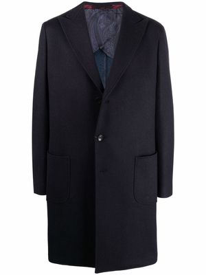 ETRO single breasted cashmere-blend coat - Blue
