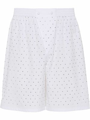 Prada crystal-embellished Bermuda shorts - White
