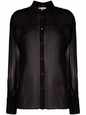 Patrizia Pepe semi-sheer puff-sleeve blouse - Black