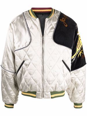 Kapital quilted patchwork bomber jacket - Silver