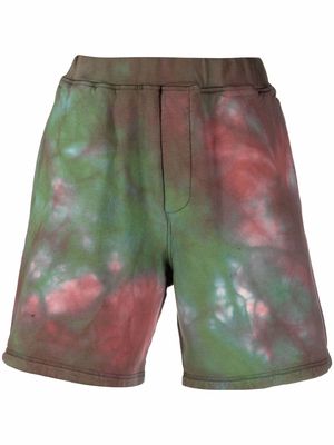 Dsquared2 tie dye-print cotton track shorts - Green