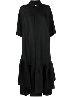 AMI Paris ruffle-detailing shirtdress - Black