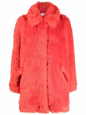 MSGM oversized faux-fur coat - Red