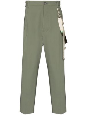 Song For The Mute strap-detail cropped trousers - Green