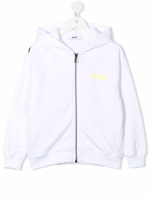 MSGM Kids logo-print zip-up hoodie - White