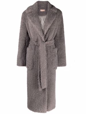 12 STOREEZ belted faux-fur coat - Grey