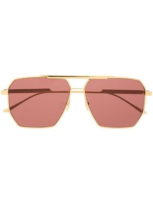 Bottega Veneta Eyewear navigator-frame sunglasses - Gold