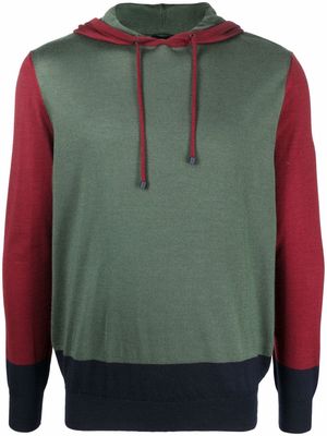 Giorgio Armani colour-block cashmere-silk hoodie - Green