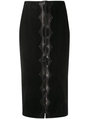 Alaïa Pre-Owned 1980s leather appliqué pencil skirt - Black