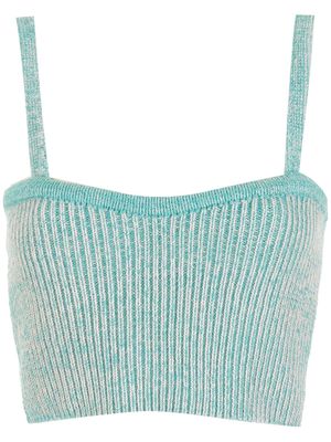 Framed knitted crop top - Blue