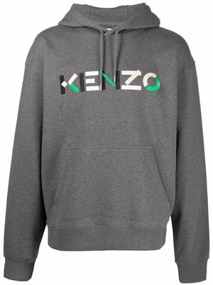 Kenzo logo-print cotton hoodie - Grey