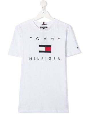 Tommy Hilfiger Junior TEEN logo-print organic cotton T-shirt - White