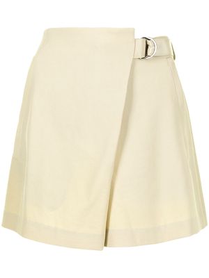 GOODIOUS asymmetric belted shorts - Brown