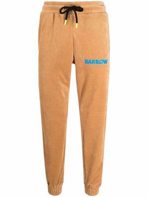 BARROW logo-print velvet track pants - Neutrals