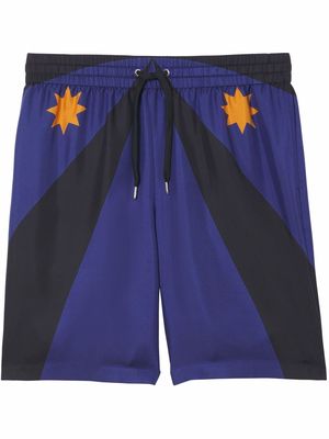 Burberry star-pint silk shorts - Blue
