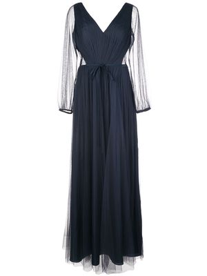 Marchesa Notte Bridesmaids sheer sleeved bridesmaid dress - Blue