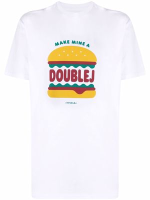 La DoubleJ burger slogan print T-shirt - White