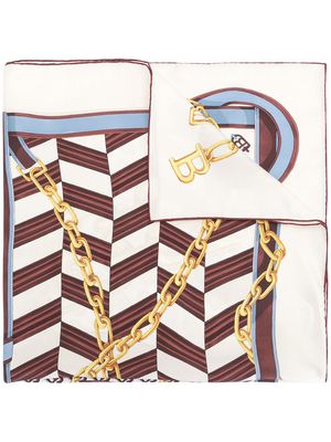 Bally B-Chain Carré silk scarf - BONE/BLUEBELL