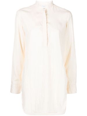 Deveaux collarless long-sleeved shirt - Neutrals