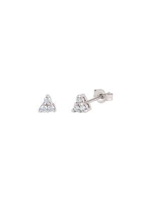 Dinny Hall 14kt white gold diamond Shuga mini trillion stud earrings - Silver