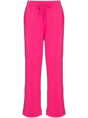 GANNI logo-embroidered straight track pants - Pink
