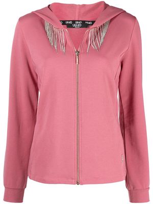 LIU JO crystal embellished chest hoodie - Pink