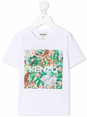 Kenzo Kids jungle-print T-shirt - White